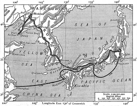 MAP SHOWING JOURNEY FROM SHANGHAI